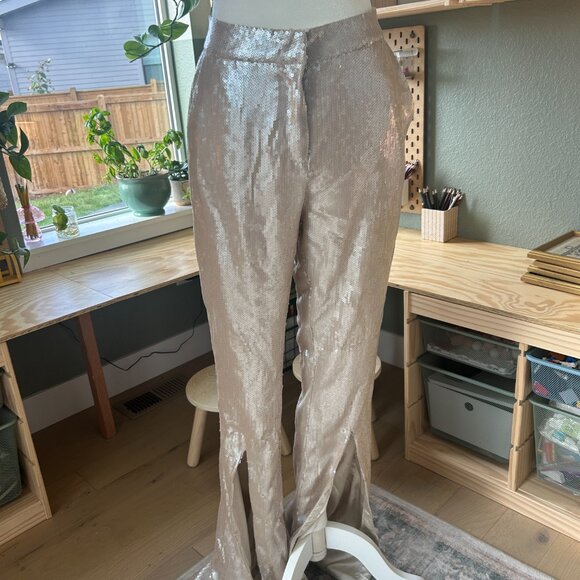 Retrofete Shimmering Cream Flare Pants - Picture 5 of 7